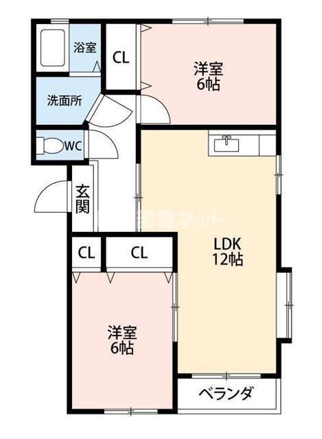 マンションエイト鴨江(2LDK/2階)の間取り写真