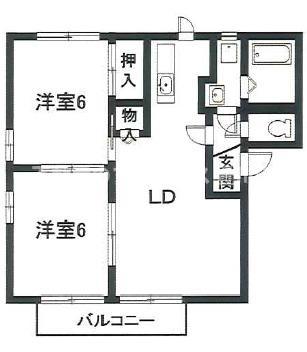 ハイツ熊谷(2LDK/1階)の間取り写真