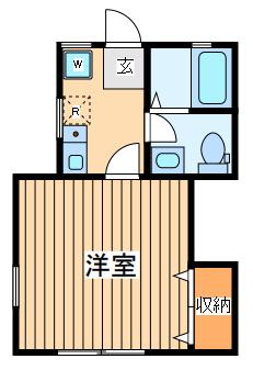 ドーム多摩D(1K/1階)の間取り写真