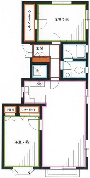 ヴェスタ荻窪(2LDK/1階)の間取り写真