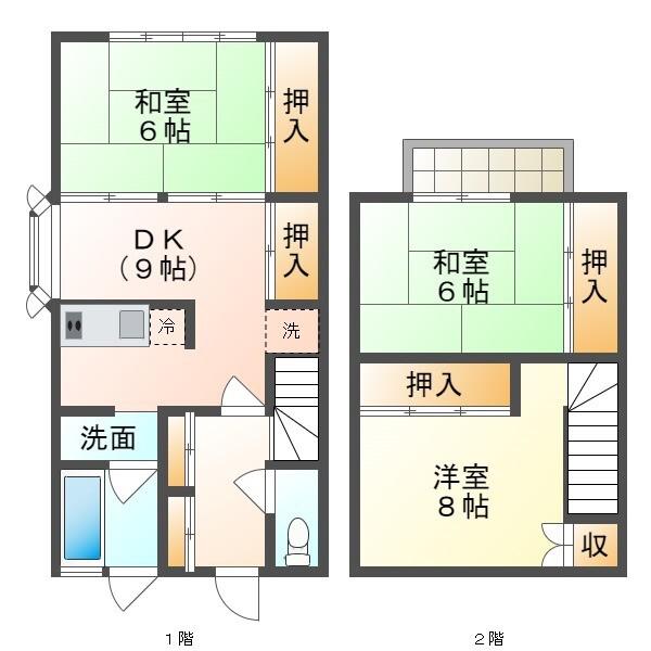 市営寺井3・4号棟(3DK/1階)の間取り写真