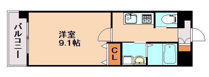 ありの実I(1K/4階)の間取り写真