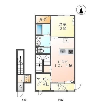 ベルメゾン笠縫の里(1SLDK/2階)の間取り写真