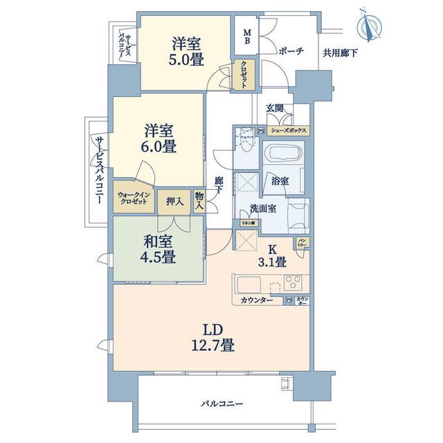 ブランズ池田栄町(3LDK/5階)の間取り写真