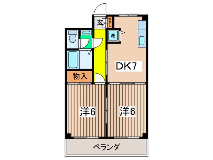 テイエイハウス(2DK/2階)の間取り写真