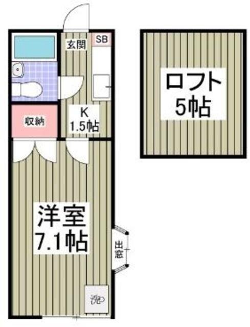 アザレア(1K/1階)の間取り写真