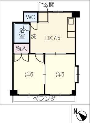福井ハイツ(2DK/1階)の間取り写真