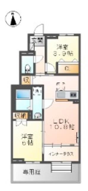 宇津木町アパート工事(2LDK/1階)の間取り写真