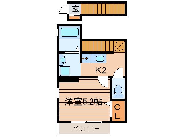 アネックス成城(1K/2階)の間取り写真