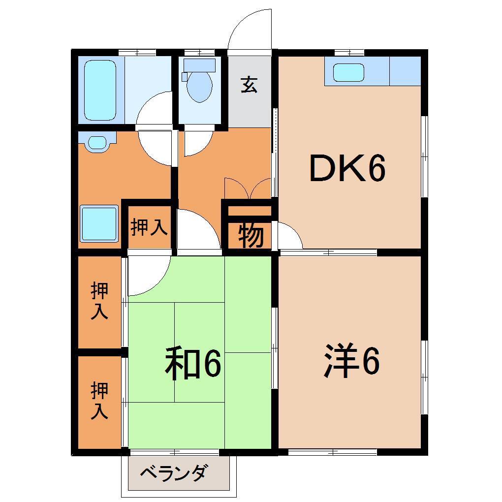 ハイムK-3(2DK/2階)の間取り写真