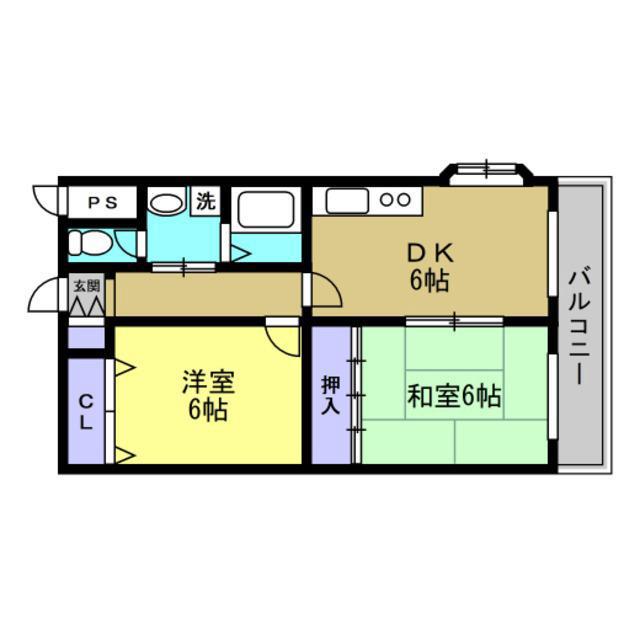 アムールセゾン(2DK/5階)の間取り写真