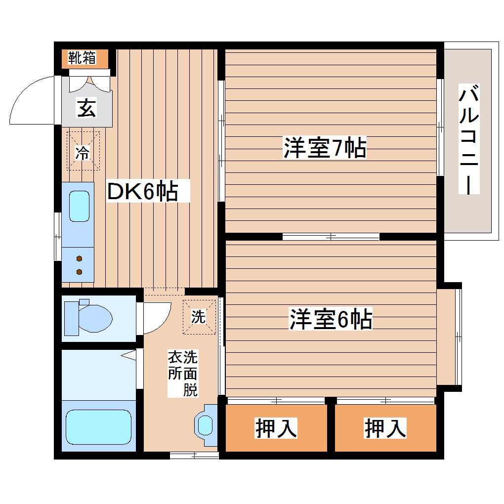 コモディータ南光台(2DK/1階)の間取り写真