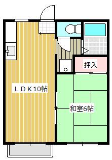 サンライズヒルA(1LDK/2階)の間取り写真