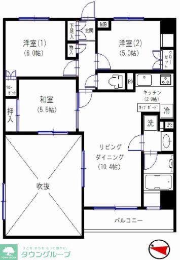 サンクレイドル府中ヴェルブランシェ(3LDK/4階)の間取り写真