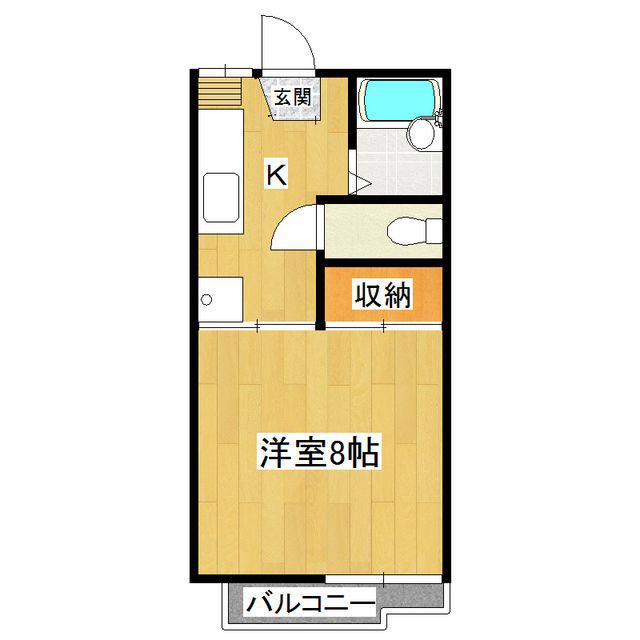 昴ハイツA(1K/2階)の間取り写真