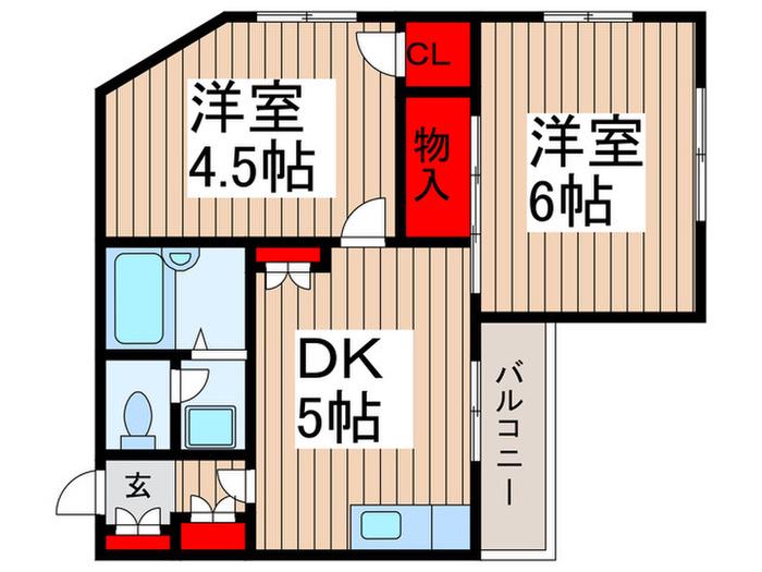 センティーレ (2DK/1階)の間取り写真