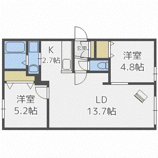 SOLAIE N36(2LDK/2階)の間取り写真