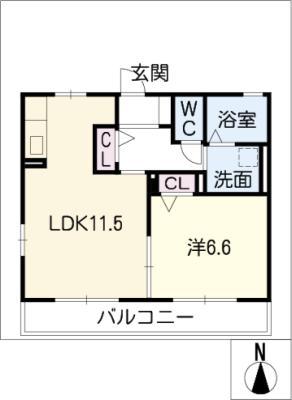 フィオーレ(1LDK/2階)の間取り写真