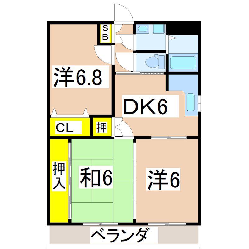 サンフィール串木野(3DK/3階)の間取り写真