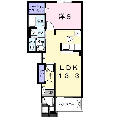 シャインズ ウィンドV(1LDK/1階)の間取り写真