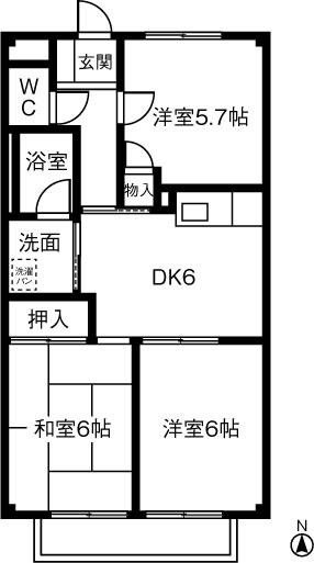 Y&Tハイツふるさと(3DK/2階)の間取り写真
