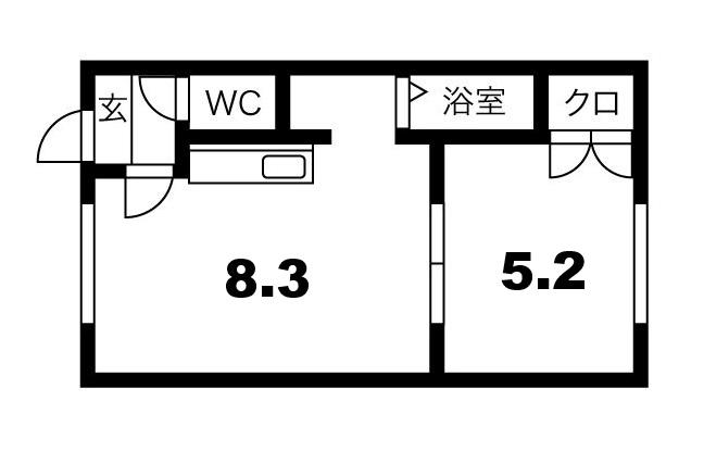 キャッスル(1LDK/2階)の間取り写真