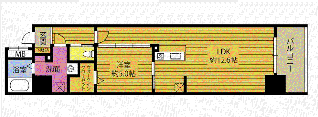 REGINA南大分(1LDK/7階)の間取り写真