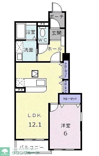 メゾン・アンソレイエ II(1LDK/1階)の間取り写真