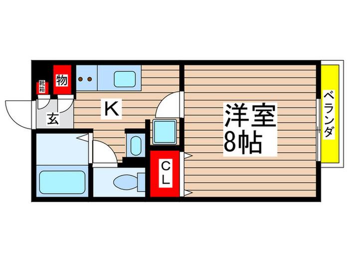 ピーチコート新検見川(1K/1階)の間取り写真
