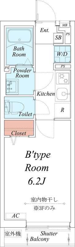 リブリ・HIRAS(1K/2階)の間取り写真