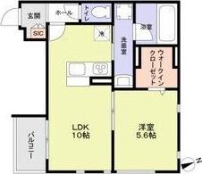 さいたま市見沼区東大宮5丁目計画(1LDK/3階)の間取り写真