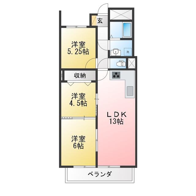 グランドメゾン四日市 207(3LDK/2階)の間取り写真