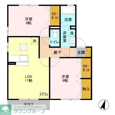 サンパークIIA(2LDK/1階)の間取り写真