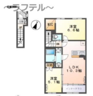入間市狭山台 アパートA棟工事(2LDK/2階)の間取り写真