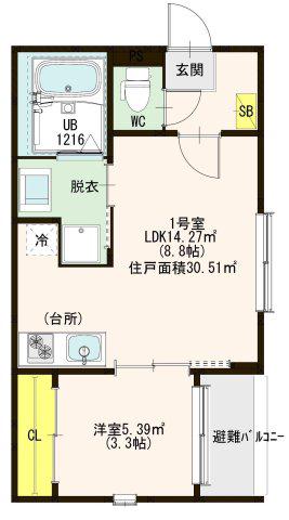 MAISON庄内通(1LDK/2階)の間取り写真