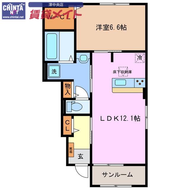 アンジェラA(1LDK/1階)の間取り写真