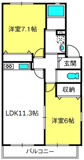メゾン大宮東(2LDK/2階)の間取り写真
