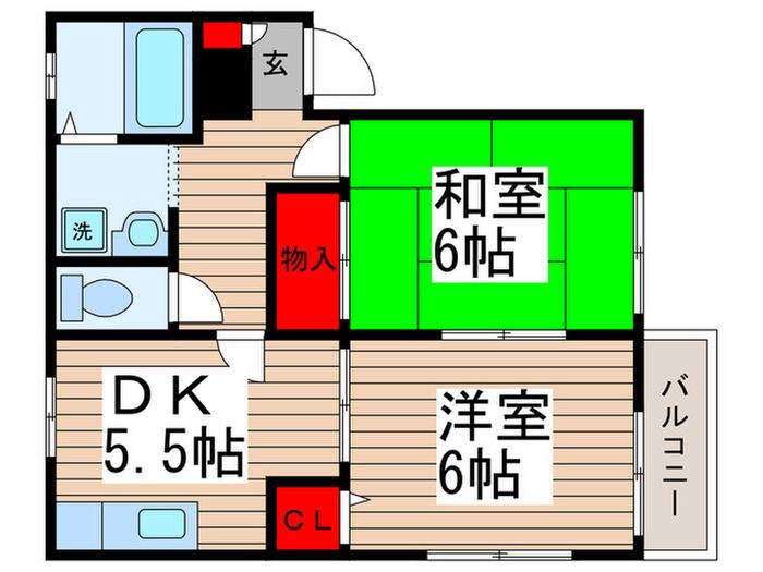 ヴィラ山本(2DK/1階)の間取り写真
