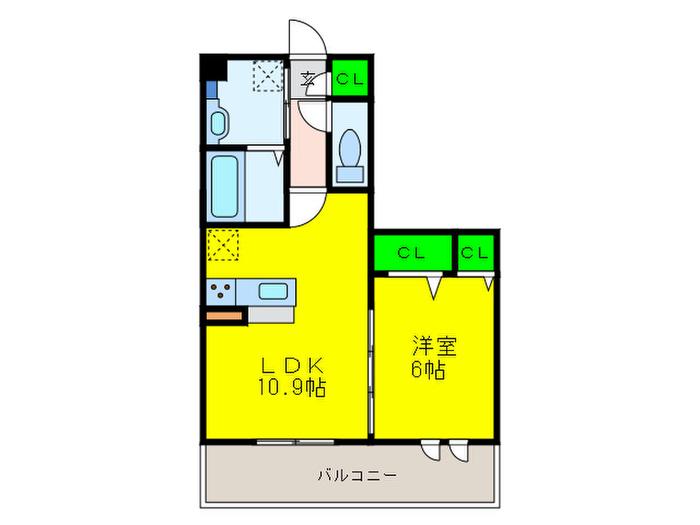 カーサ ソレアード(1LDK/2階)の間取り写真
