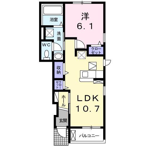 クレール・ヴィラ城ノ堀(1LDK/1階)の間取り写真