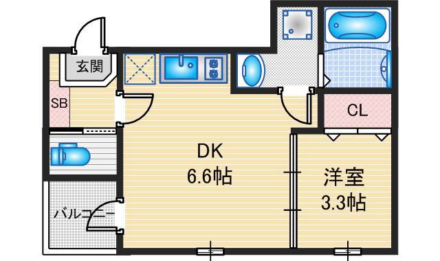 ハーモニーテラス中村中町IV(1DK/1階)の間取り写真
