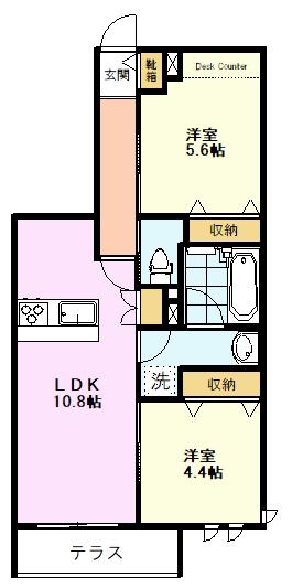 ポルトアンピエール(2LDK/1階)の間取り写真