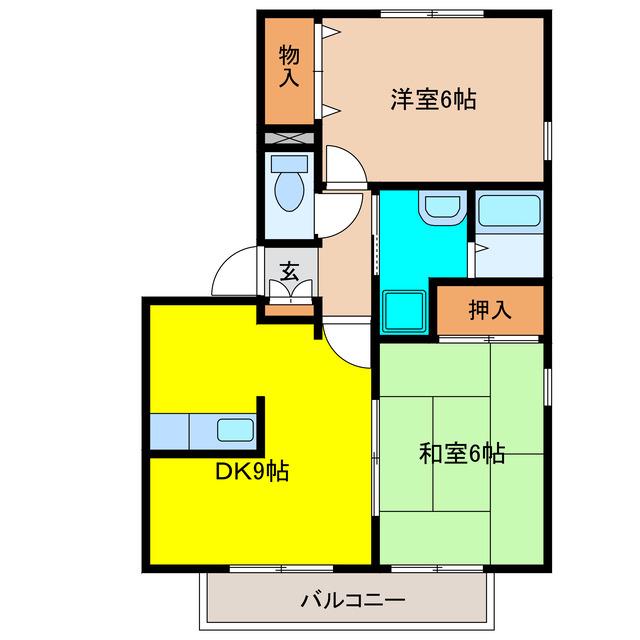 チェリープラザ(2DK/2階)の間取り写真