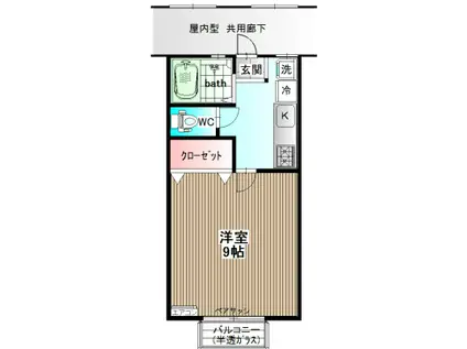 アンソレイユ松山(1K/2階)の間取り写真