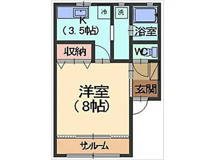 アビタシオンK(1K/1階)の間取り写真