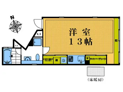 QUATTRO(ワンルーム/3階)の間取り写真