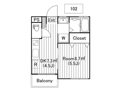 BAAN奥沢II(1DK/1階)の間取り写真