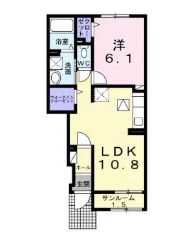 ルルタンA(1LDK/1階)の間取り写真