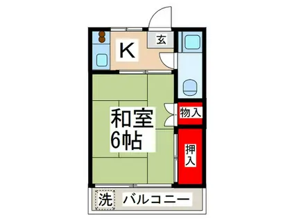 中伸荘(1K/2階)の間取り写真