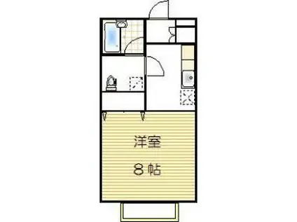 カインド弁慶(1K/1階)の間取り写真